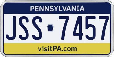 PA license plate JSS7457