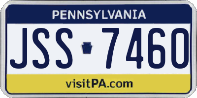 PA license plate JSS7460