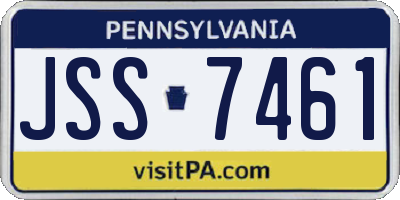 PA license plate JSS7461