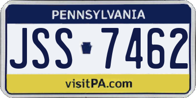 PA license plate JSS7462