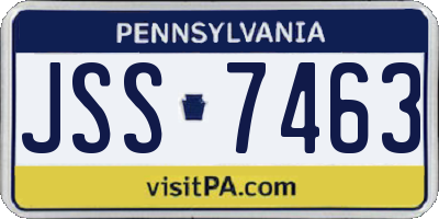 PA license plate JSS7463