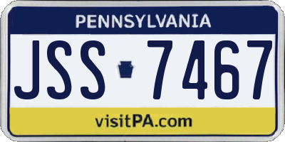 PA license plate JSS7467