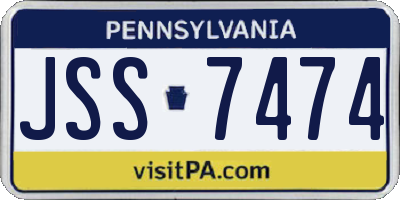 PA license plate JSS7474