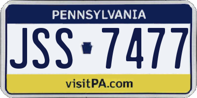 PA license plate JSS7477