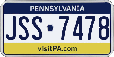 PA license plate JSS7478