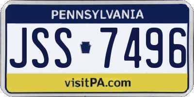 PA license plate JSS7496