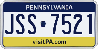 PA license plate JSS7521