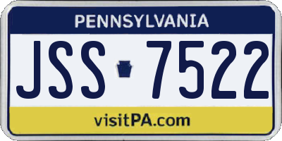 PA license plate JSS7522
