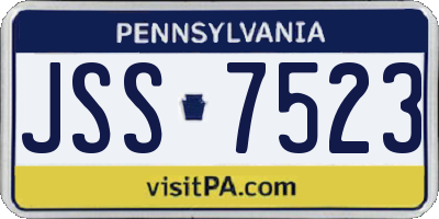PA license plate JSS7523