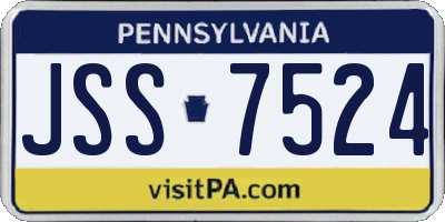 PA license plate JSS7524