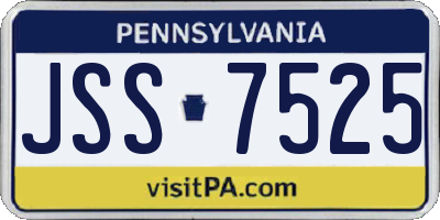 PA license plate JSS7525