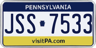 PA license plate JSS7533