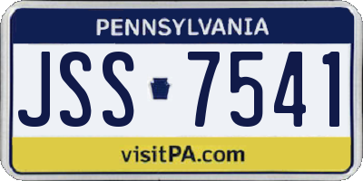 PA license plate JSS7541