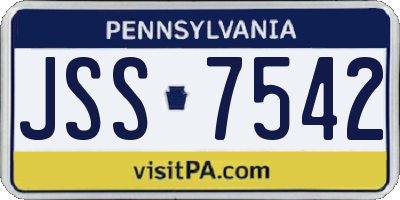 PA license plate JSS7542