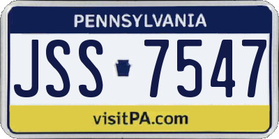 PA license plate JSS7547