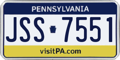 PA license plate JSS7551