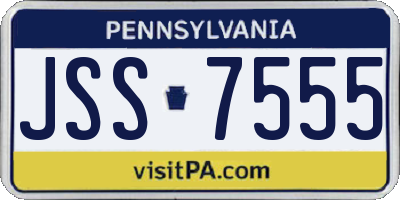 PA license plate JSS7555
