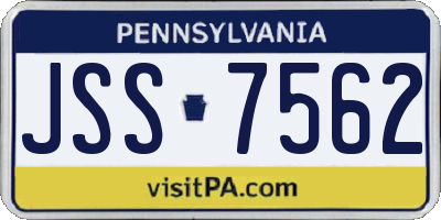 PA license plate JSS7562