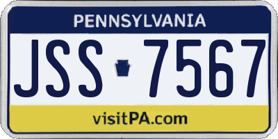 PA license plate JSS7567