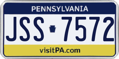 PA license plate JSS7572
