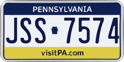 PA license plate JSS7574