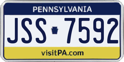 PA license plate JSS7592