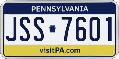 PA license plate JSS7601