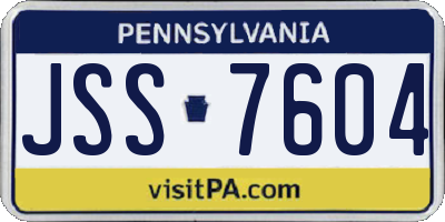 PA license plate JSS7604