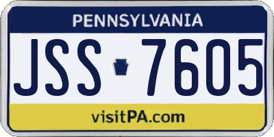 PA license plate JSS7605
