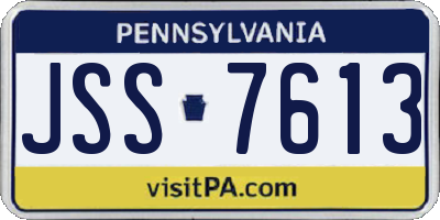 PA license plate JSS7613