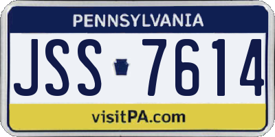 PA license plate JSS7614