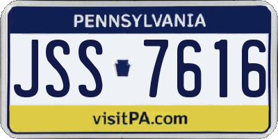 PA license plate JSS7616