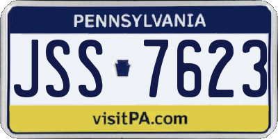 PA license plate JSS7623