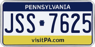 PA license plate JSS7625