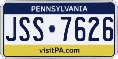 PA license plate JSS7626