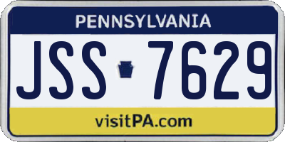 PA license plate JSS7629