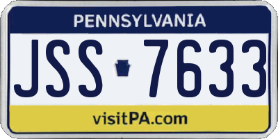 PA license plate JSS7633