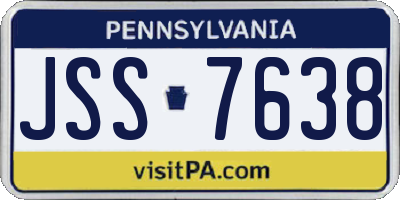 PA license plate JSS7638