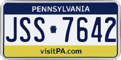PA license plate JSS7642