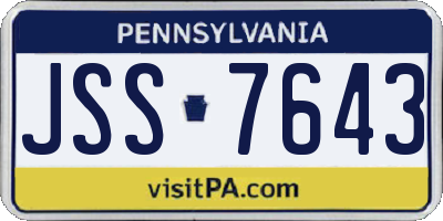 PA license plate JSS7643