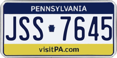 PA license plate JSS7645