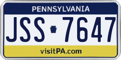 PA license plate JSS7647