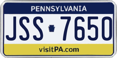PA license plate JSS7650
