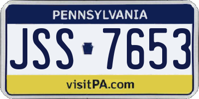 PA license plate JSS7653