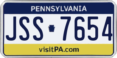 PA license plate JSS7654