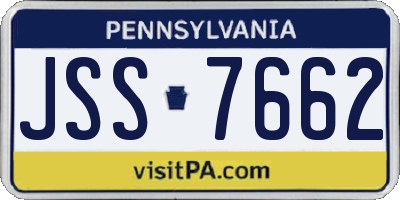 PA license plate JSS7662