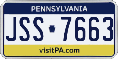 PA license plate JSS7663