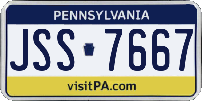 PA license plate JSS7667