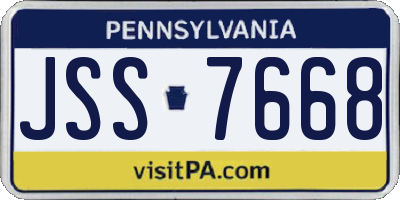 PA license plate JSS7668
