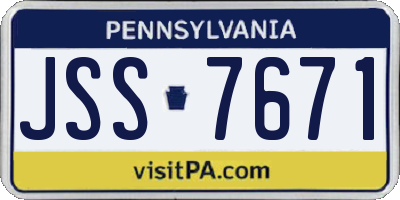 PA license plate JSS7671